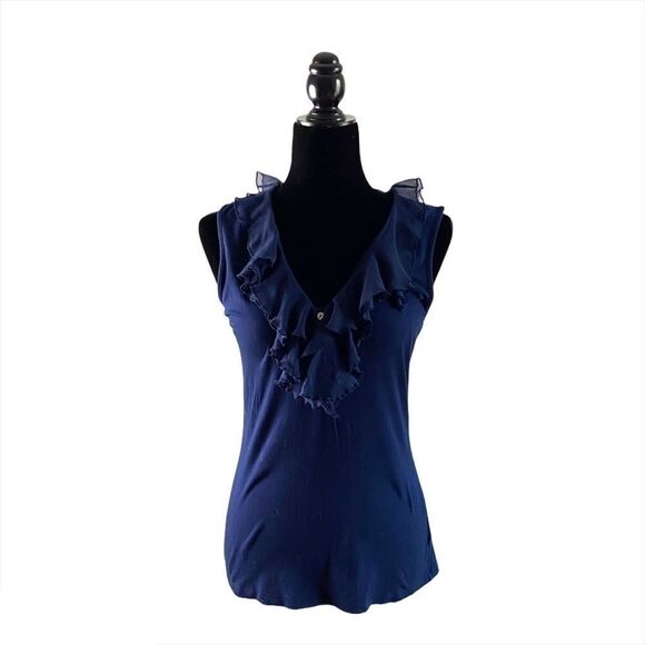 Ralph Lauren Blue Ruffled Top - Picture 1 of 6